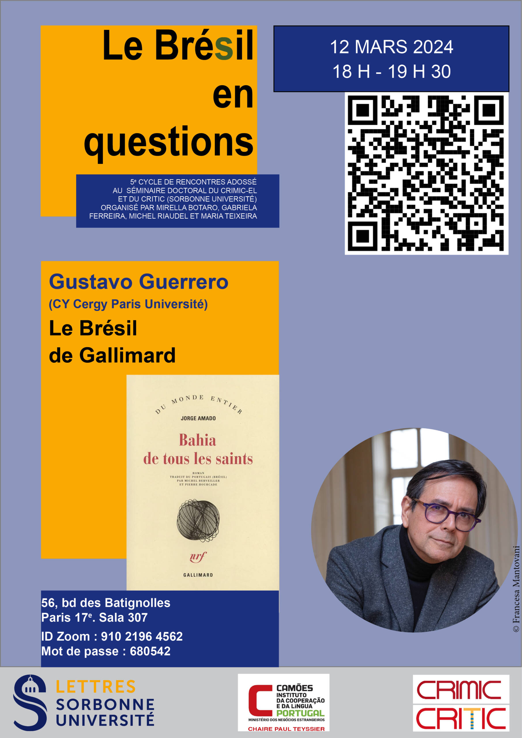 Le Brésil de Gallimard : rencontre avec Gustavo Guerrero (cycle “Le Brésil en Questions”)