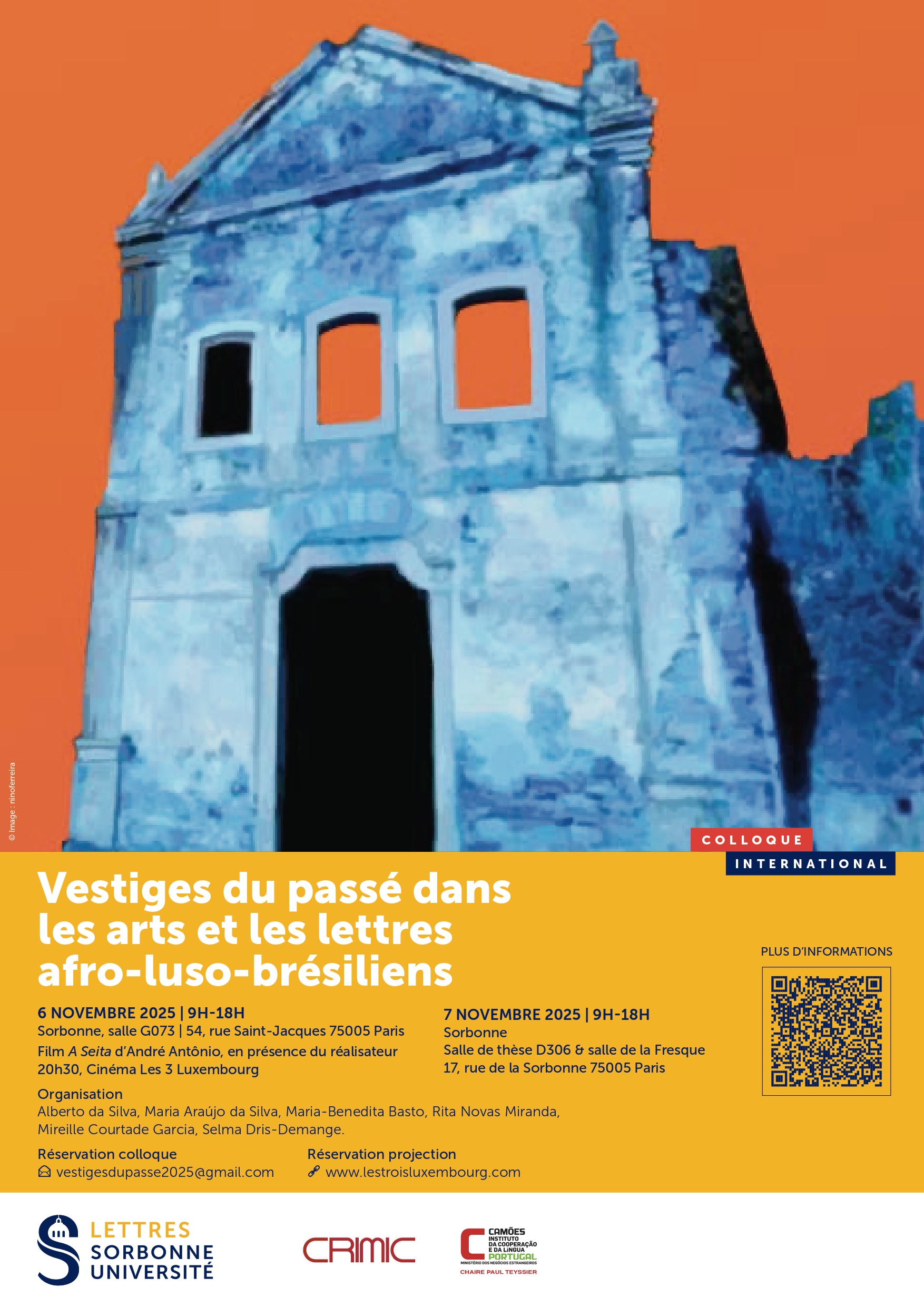 Colloque international Vestiges du passé dans les arts et les lettres afro-luso-brésiliens | Vestígios do passado nas artes e letras afro-luso-brasileiras